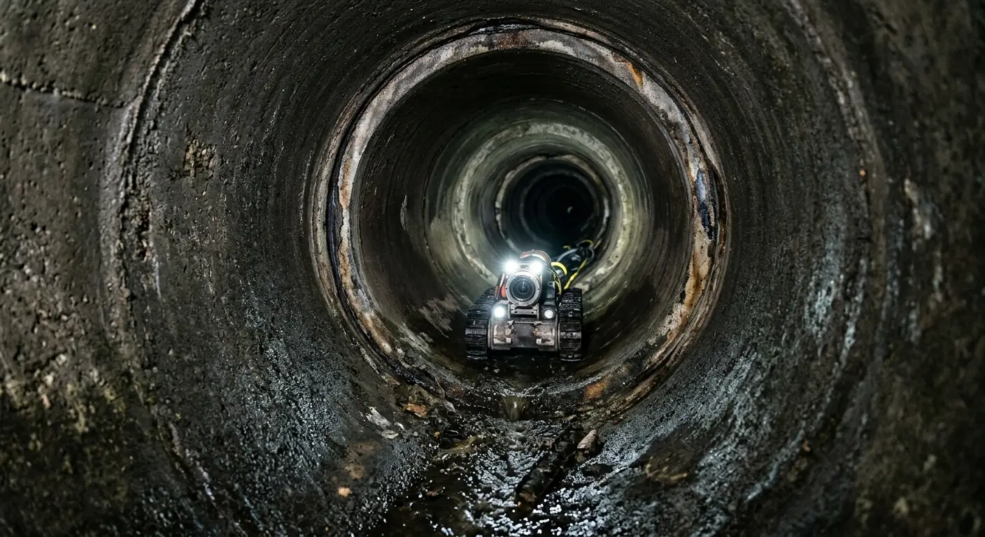 Robotic sewer camera inspecting pipe interior for Drain Snake Service in Ardmore